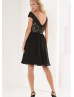 Boat Neckline Black Lace Chiffon Adorable Party Dress